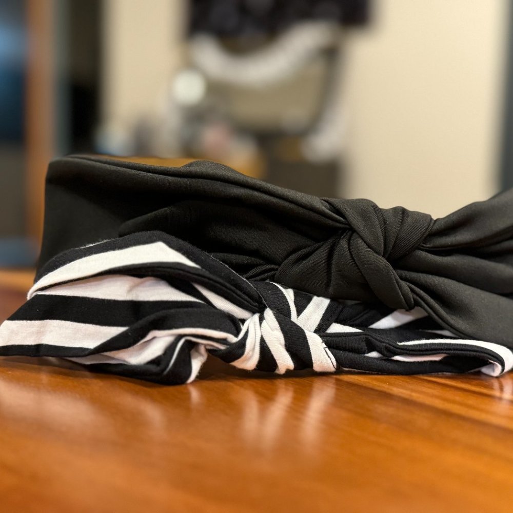 Lele Sadoughi Betty Headbands Stretch Black And White Bow‎ Set Of 2 Brand New!